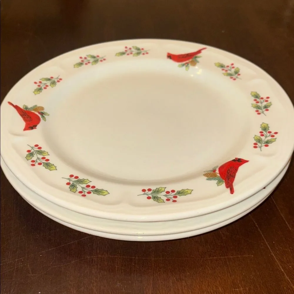 3 Winter Birds Dinner Plates by Everyday Gibson Designs Cardinals & Holly